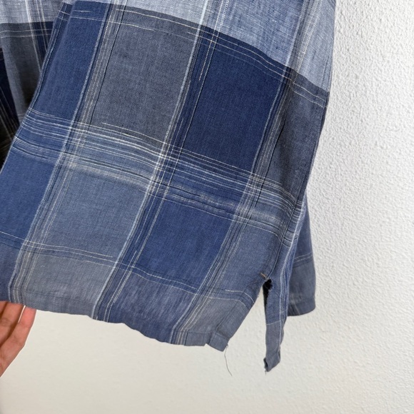 Ike Behar Men’s 100% Linen Plaid Button Down Front Short Sleeve Shirt XXL - Picture 4 of 9